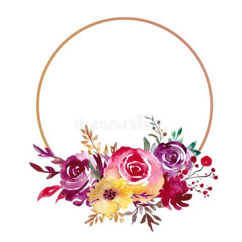 Watercolor Floral Frame, Flower Wreath. Foliage Backdrop for Wedding ...