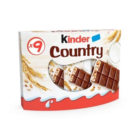 Barres de céréales enrobées de chocolat KINDER COUNTRY : le paquet de 9 barres - 211,5g à Prix ...