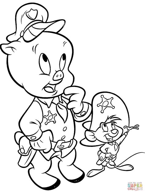 Porky Pig and Speedy Gonzalez coloring page | Free Printable Coloring Pages