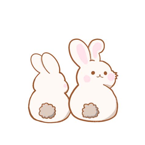 Two Cute Bunnies, Cute Bunny, Rabbit, Cute Animal Stickers PNG ...