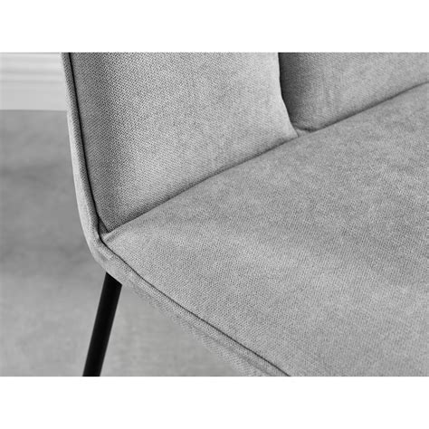 2x Halle Upholstered Fabric Black Leg Modern Kitchen Dining Accent Chairs