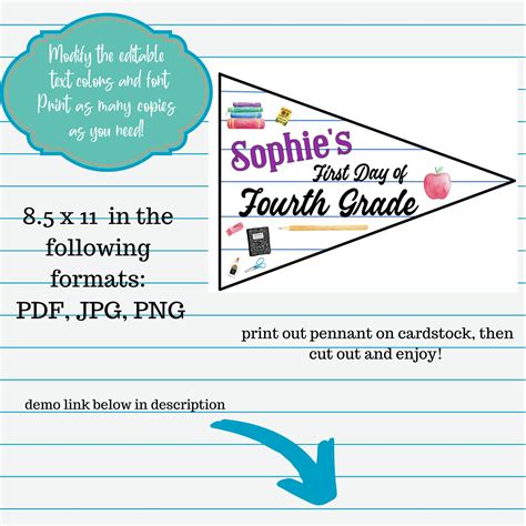 Back to School Printable Pennant Flag Editable Template Edit - Etsy