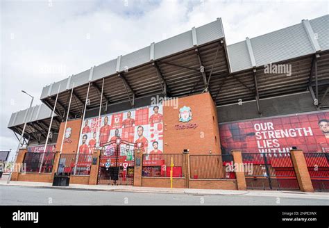 The Kop stand at Anfield stadium in Liverpool pictured from the other ...