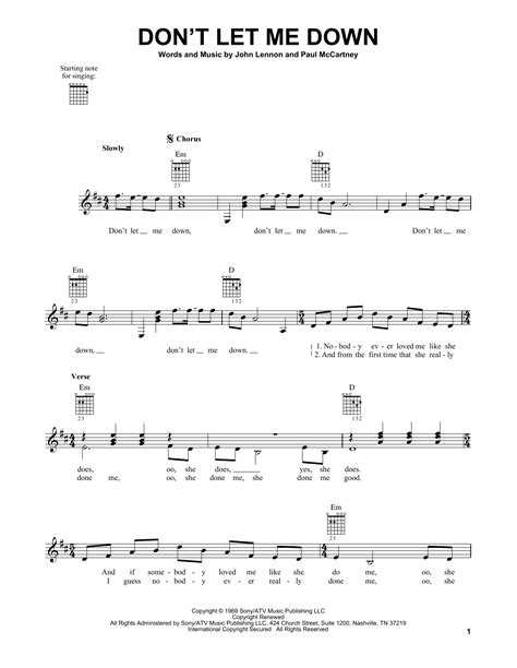 Don't Let Me Down Sheet Music | The Beatles | Easy Guitar