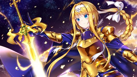 Alice Sao with sword from Alicization Anime Wallpaper 8k Ultra HD ID:4390