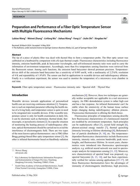 Preparation and Performance of a Fiber Optic Temperature Sensor with ...