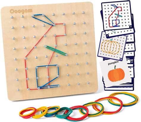 Amazon.com: Coogam Wooden Geoboard Mathematical Manipulative Material ...