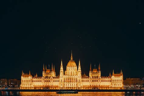 Hungarian Parliament Building Illuminated at Night · Free Stock Photo