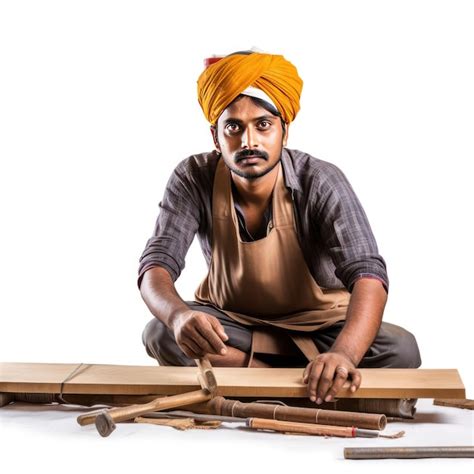 Premium AI Image | Indian carpenter at work tools in grip epitomizing ...