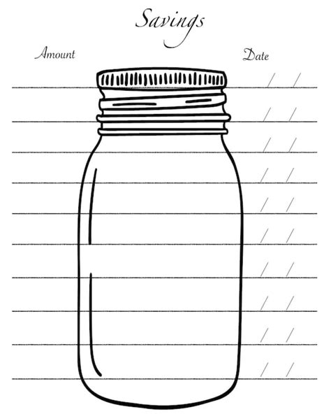 Printable Savings Jar Mason Jar Savings Tracker Planner | Etsy