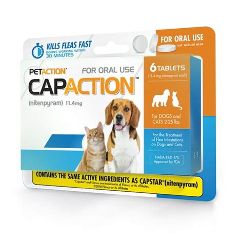 CapAction Fast Acting Flea Treatment for Small Dogs and Cats, 6 Tablets - Walmart.com - Walmart.com