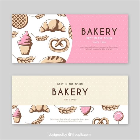 Free Vector | Bakery banners in flat style