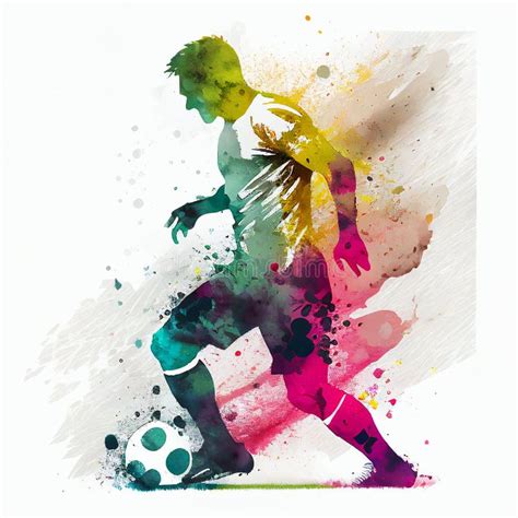 Watercolor Football Player. Soccer Poster. Abstract Football Background ...