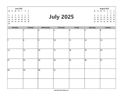 Print June 2025 Calendar (Monday) – Free Printable