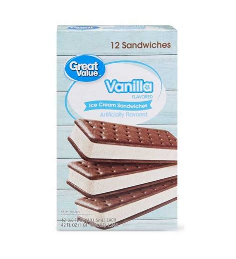 Great Value Vanilla Flavored Ice Cream Sandwiches, 42 oz, 12 Count