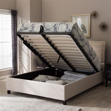 Baxton Studio Queen Upholstered Storage Platform Bed | Wayfair