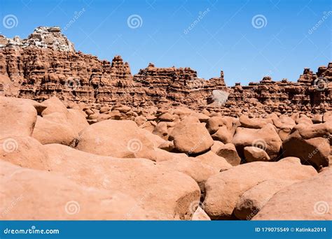 Unusual Rock Formations in Goblin Valley State Park Stock Image - Image of pinnacle, valley ...