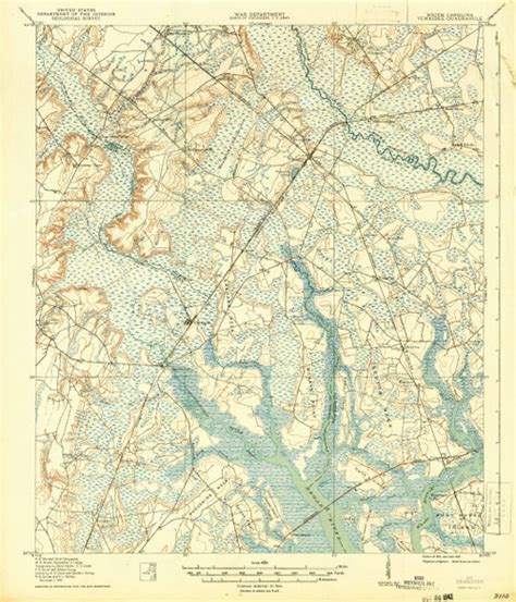 Yemassee, South Carolina 1918 (1942) USGS Old Topo Map 15x15 Quad - OLD MAPS