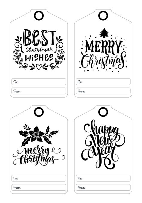 10 Best Black And White Printable Christmas Tags PDF for Free at Printablee