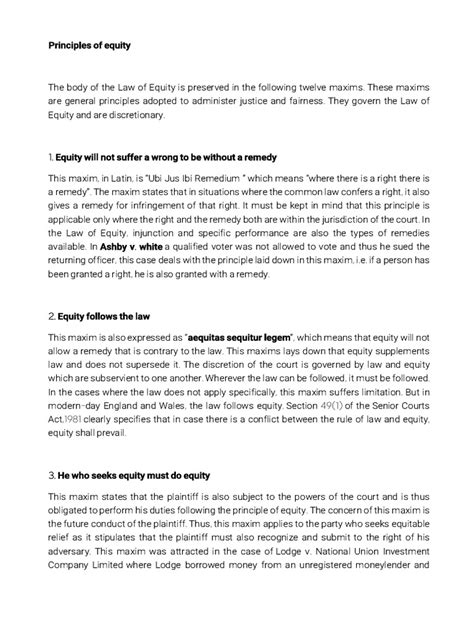 Principles of Equity | PDF | Laches (Equity) | Equity (Law)