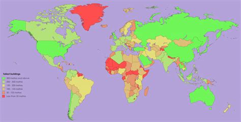 Countries by height of tallest building - Vivid Maps