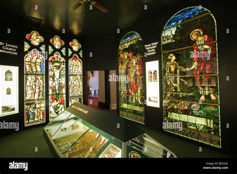 UK, England, Yorkshire, Keighley Cliffe Castle Museum, William Morris stained glass gallery ...