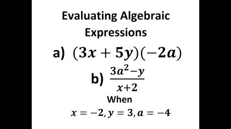 Evaluating Algebraic Expressions - YouTube