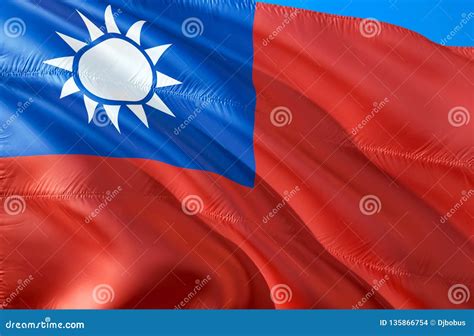 Chinese Taipei Flag. 3D Waving Flag Design. the National Symbol of Taiwan, 3D Rendering. Chinese ...