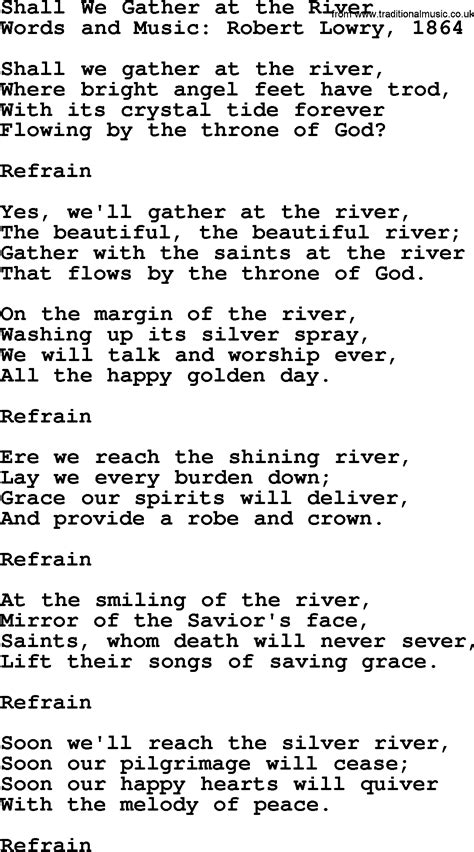 Funeral Hymn: Shall We Gather at the River, lyrics, and PDF