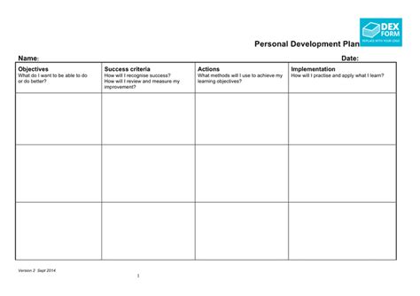 Sample Personal Development Plan Template Pdf Doc Printable | Images ...