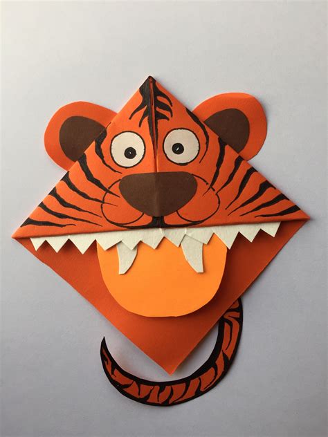 Cute animal corner bookmark fun activity for kids, cute gift idea _ Tiger 🐯 | Bookmarks kids ...