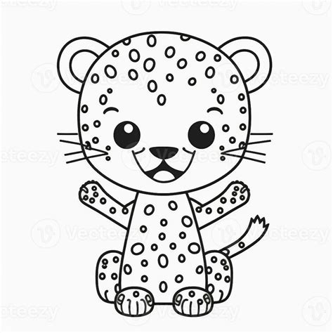 a black and white drawing of a leopard with spots on it. generative ai ...