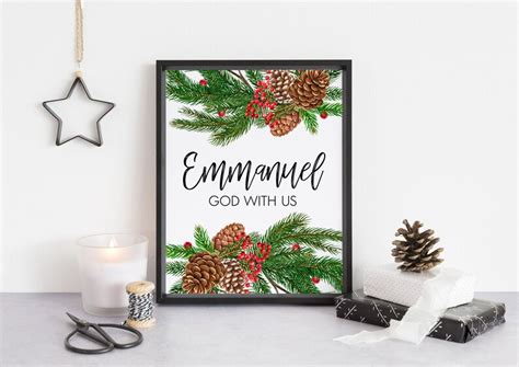 Emmanuel God With Us Bible Verse Print Christmas Quote | Etsy