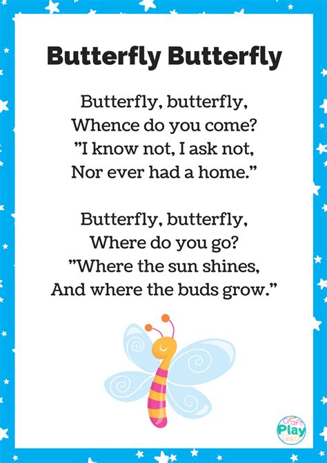 Printable Butterfly Song For Kids And Activity IdeasToday on Craft Play Learn we are sharing a ...