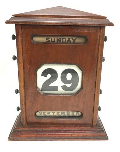 Vintage Wooden Desk Calendar - Writing - Desk Accessories - Recreations ...