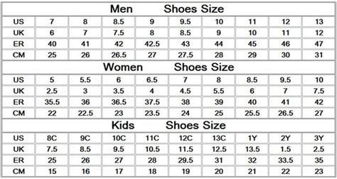 Soccer Cleat Size Chart