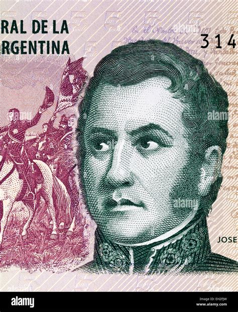 Jose de San Martin from 5 pesos banknote, Argentina, 2003 Stock Photo - Alamy