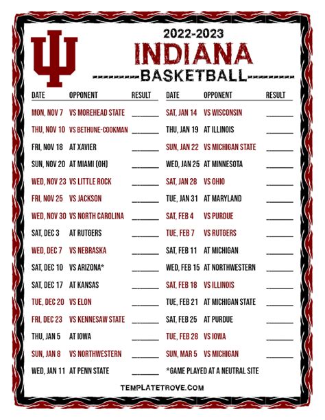 Iu Basketball Schedule 2023 2024 Printable - Image to u