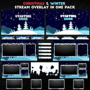 Christmas & Winter Stream Overlay Pack XMAS Stream Overlay Pack Winter Twitch Overlay Package ...