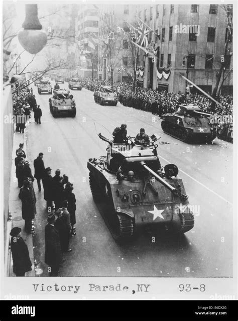 WWII Military Tanks on Fifth Avenue During Victory Parade, New York ...