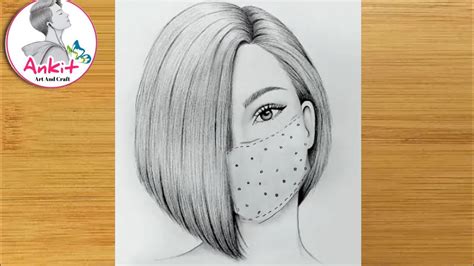 A girl wearing a mask-pencil sketch |How to draw a girl with mask /easy ...