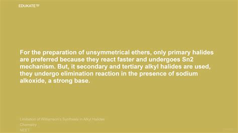 Limitation of Williamson’s Synthesis in Alkyl Halides… -Chemistry in Hindi