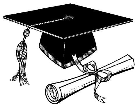 Graduation hat graduation cap and diploma clipart black white – Clipartix