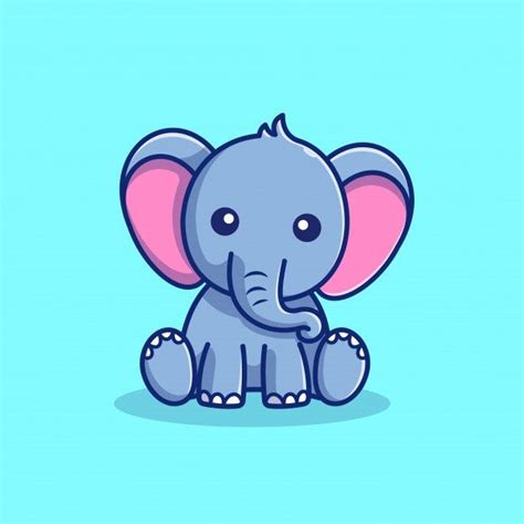 Premium Vector | Cute elephant sitting icon illustration. elephant mascot cartoon character ...