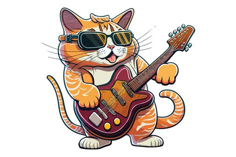 Cat playing guitar vector illustration 22330429 Vector Art at Vecteezy