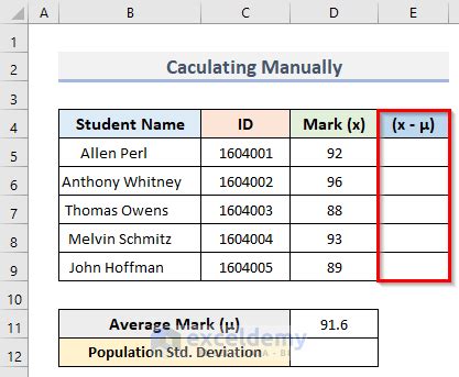 How to Calculate Population Standard Deviation in Excel