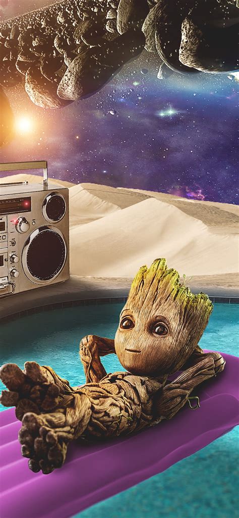 Groot, beach, comic, funny, guardians of the galaxy, marvel, sci-fi, space, summer, HD phone ...