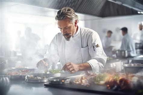 Premium AI Image | Handsome Chef man is cooking in the kitchen bright ...