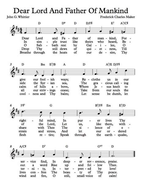 Free Lead Sheet – Dear Lord And Father Of Mankind | Hymn music, Faith ...