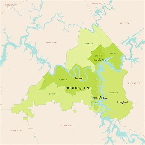 TN Loudon County Vector Map Green Digital Art by Frank Ramspott - Pixels